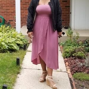 Elegant Pink Strapless Dress Preloved